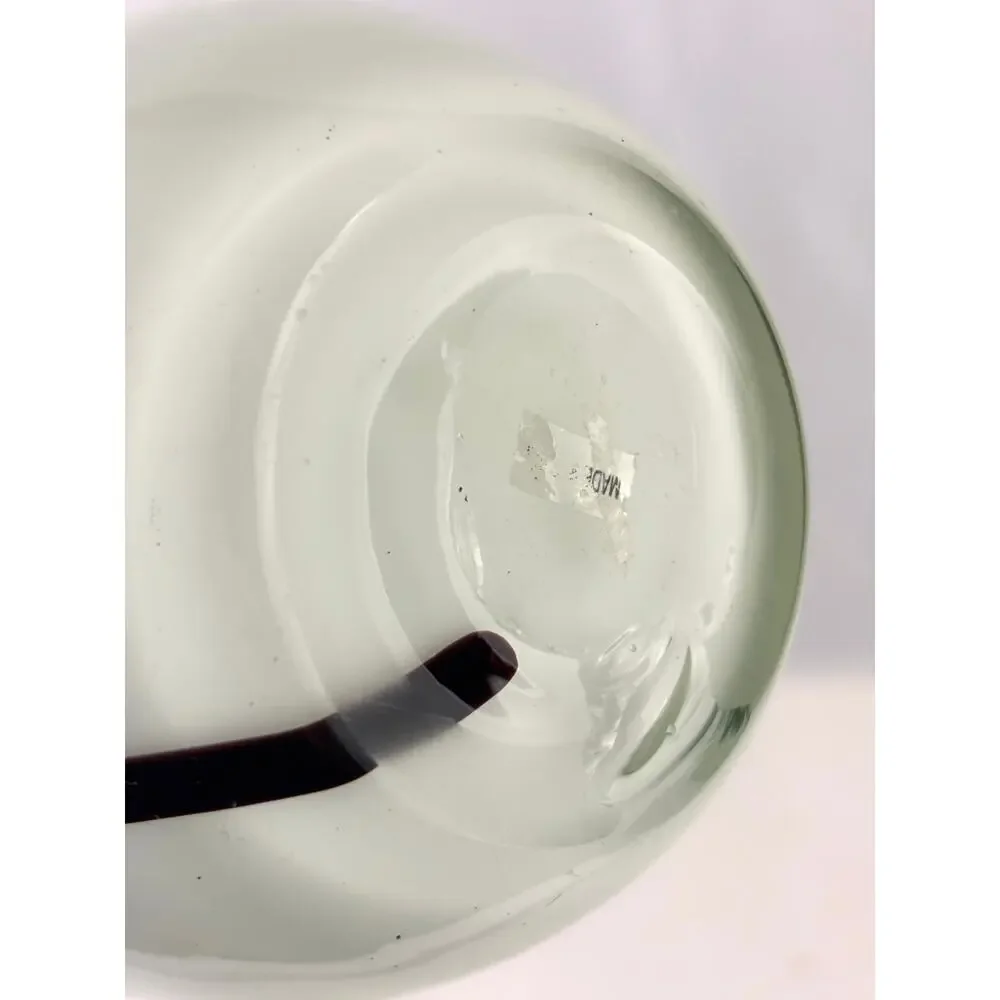 Vintage Mid-Century Modern‎ Hand Blown Glass Vase Black & White 17.5